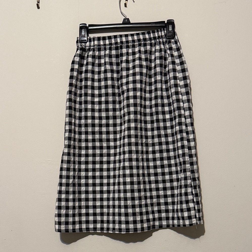 Chic Black and White Checkered A-Line Skirt
